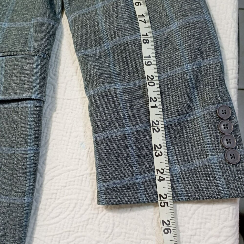 Michael Strahan Collection Blazer Mens Grey Plaid Sport Coat Modern Fit 46R - Picture 8 of 10